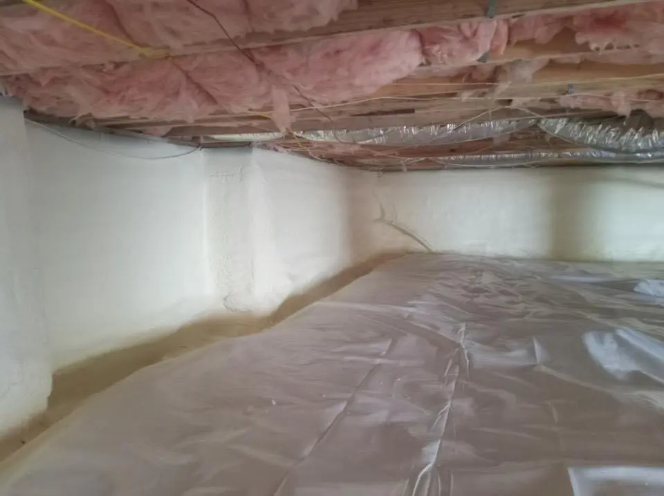 Crawl space encapsulation with closed-cell spray foam for Roof Leak Repair in Fortuna